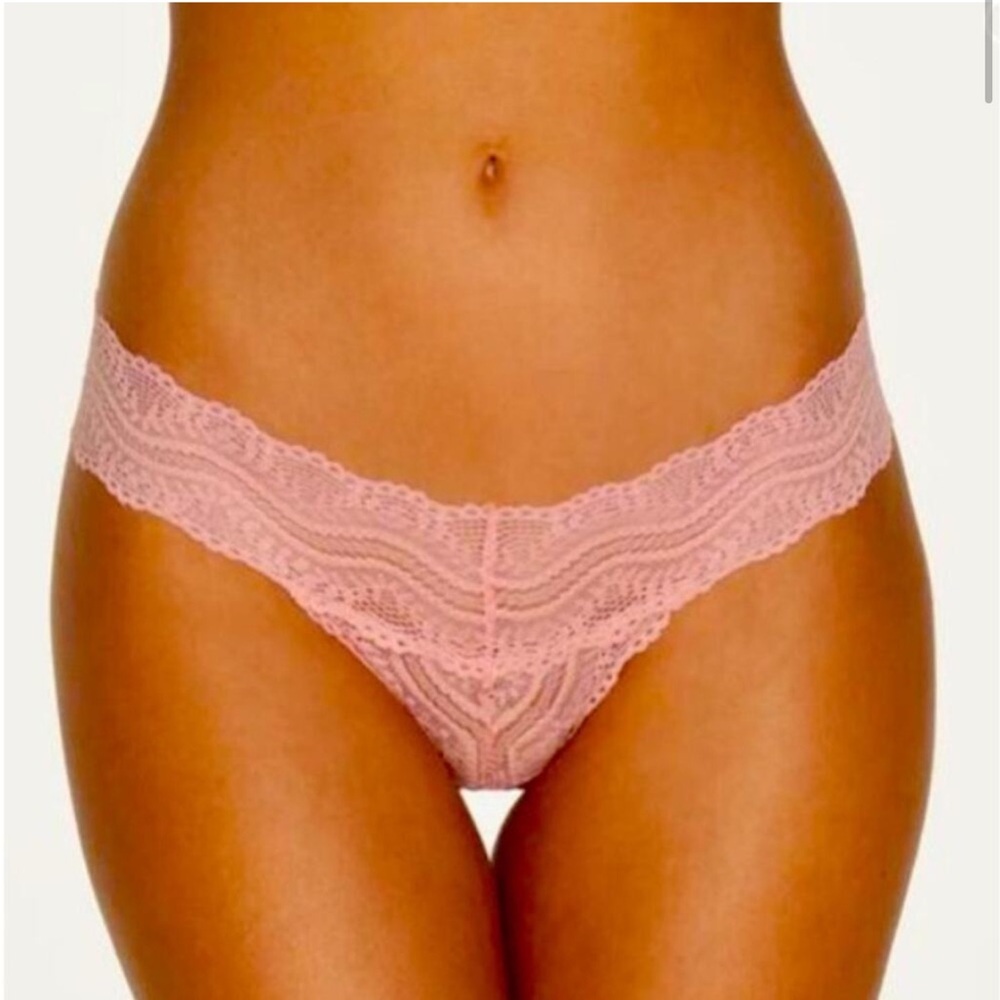 Frederick's‎ of Hollywood Flora Allover Lace Pink Thong Sz 1X NEW